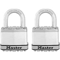 MASTER LOCK Candado Alta Seguridad [Llaves] [Acero Laminado] [Exterior] [Lote de 2] M5EURT - Ideal para Portales…